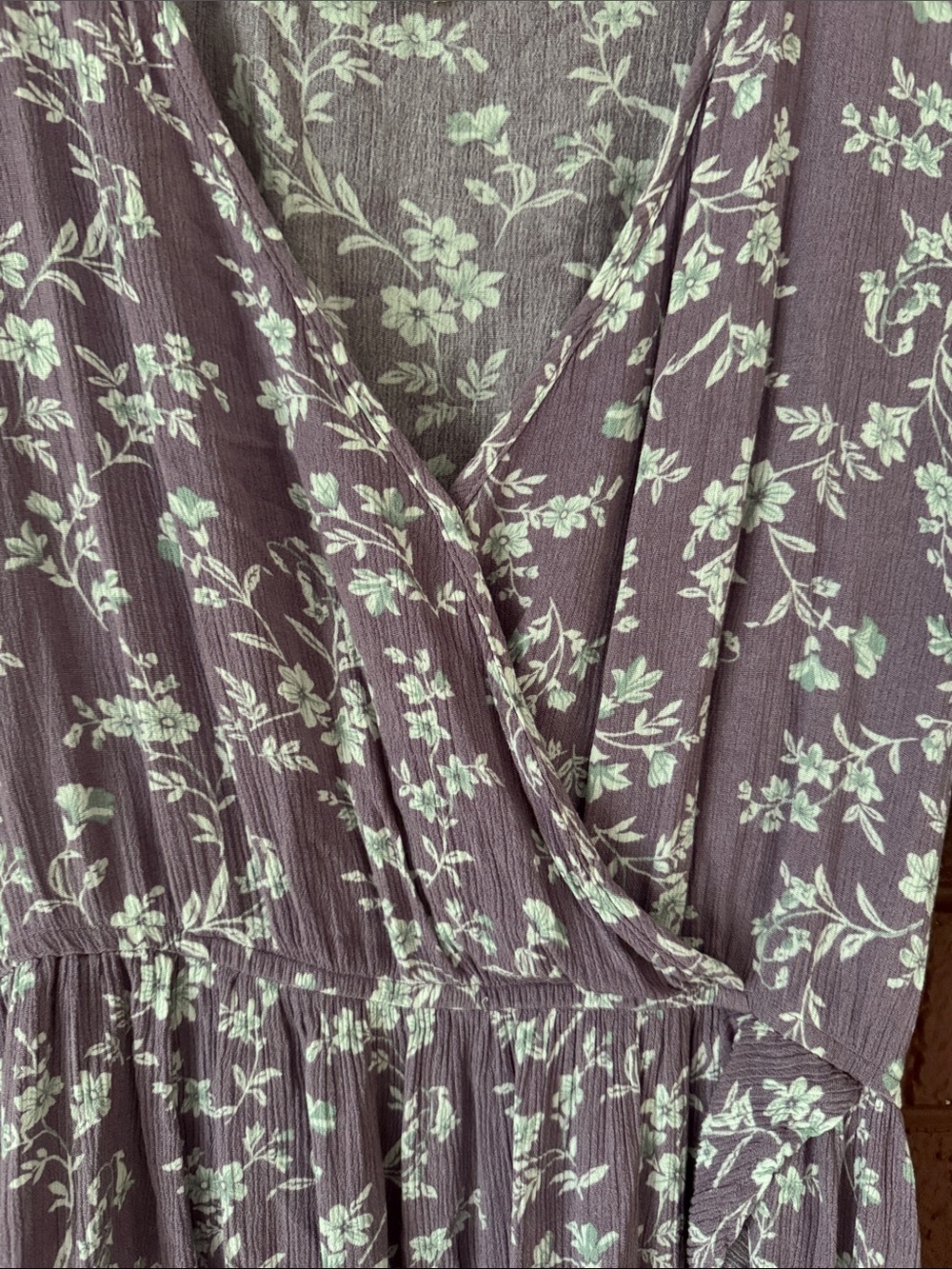 Kori Purple Floral Wrap Hi-Lo Ruffle Bottom Dress Medium - Picture 4 of 8